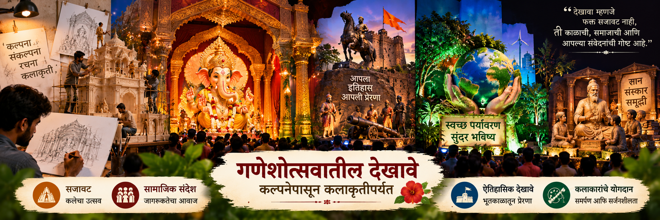 गणेशोत्सवातील देखावे — कल्पनेपासून कलाकृतीपर्यंत आणि कलाकारांचे योगदान. cover