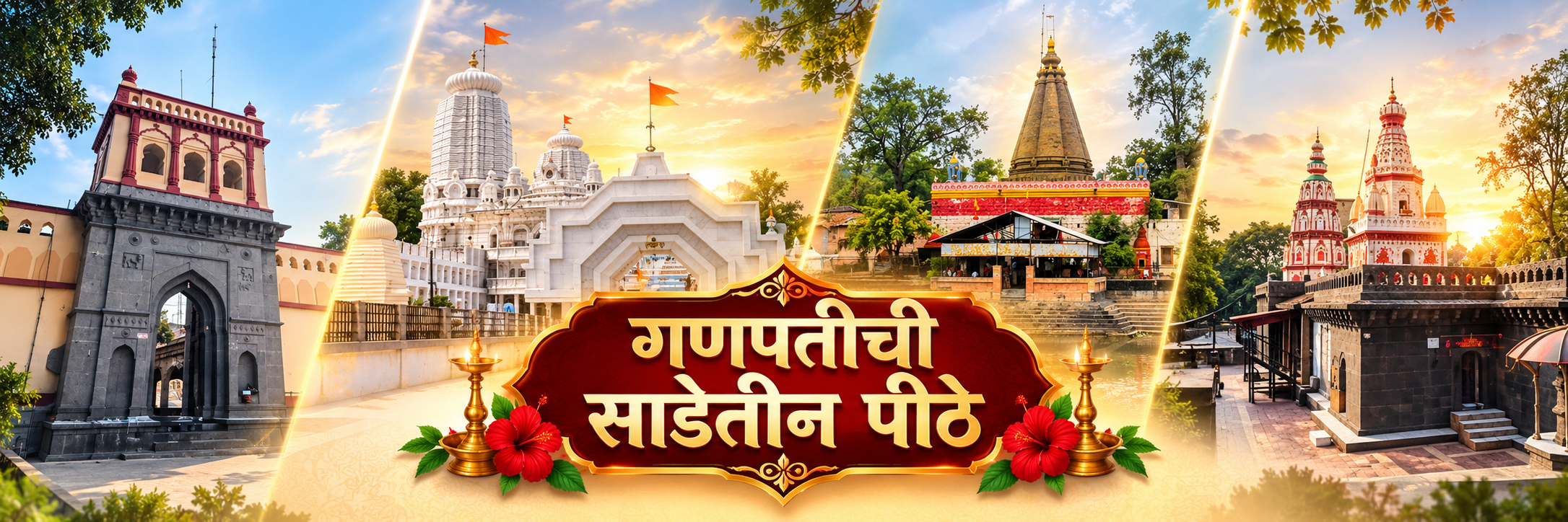गणपतीची साडेतीन पीठे | मोरगाव, राजूर, पद्मालय आणि चिंचवड मुखपृष्ठ छायाचित्र